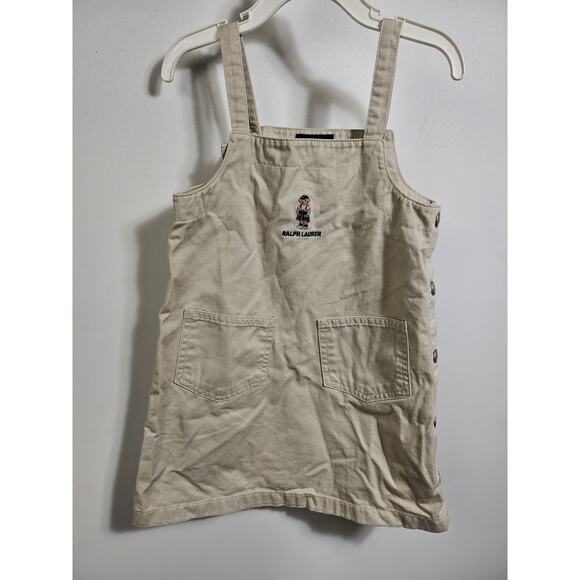 Polo Ralph Lauren VTG Girl's Khaki Dress Size 4T Side Button Front Pocket - Picture 1 of 10
